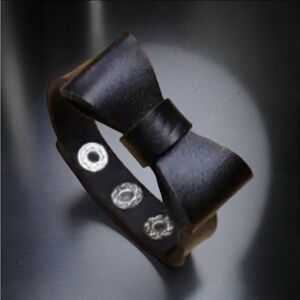 Vegan Leather Bow Bracelet Night Out Goth Regency Witchy Vamp Adjustable Snap